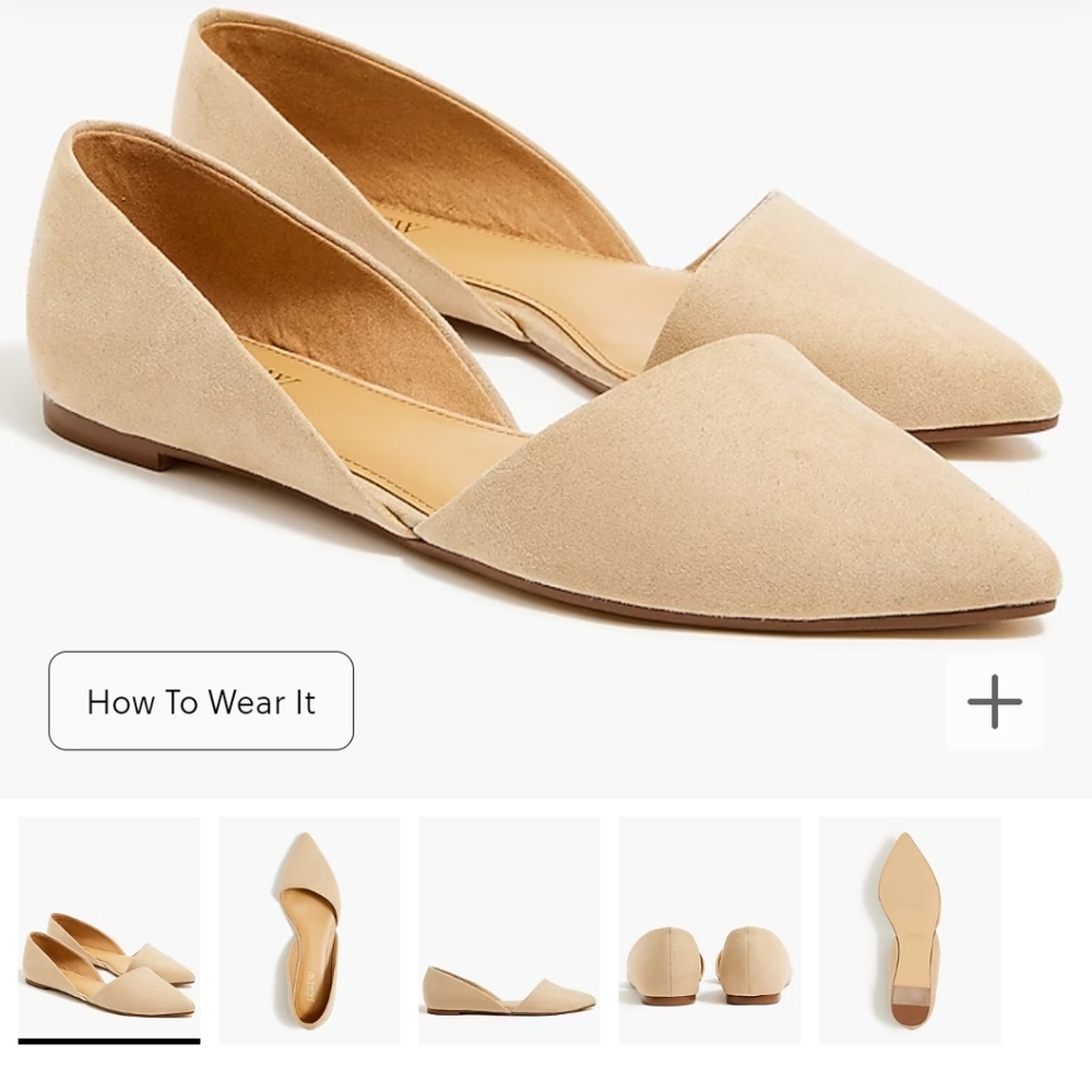 Beige suede j.crew never worn flat pointed toe shoe